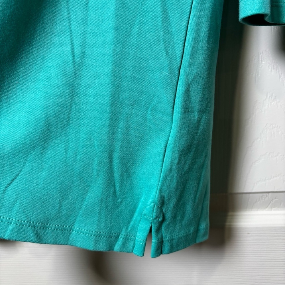 L.L.Bean Top Women's XL Petite Turquoise Blue V-Neck 3/4 Sleeve Coastal Cotton - Picture 6 of 9